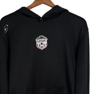 XARA Mens Black USA Soccer Logo Hoodie Athletic Pullover Sweatshirt Size M